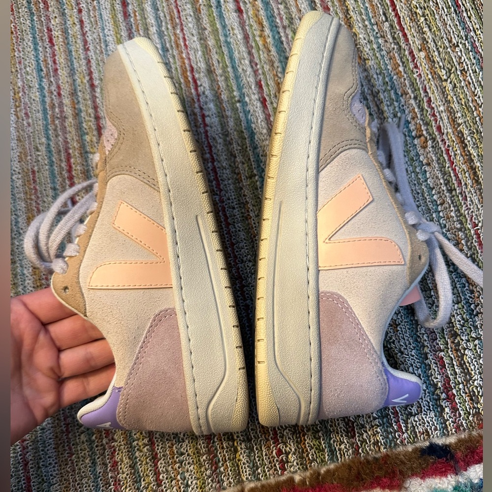 Veja EXCELLENT V-10 suede multico peach sneakers - pink/lavender/tan/butter -6 - Picture 11 of 16